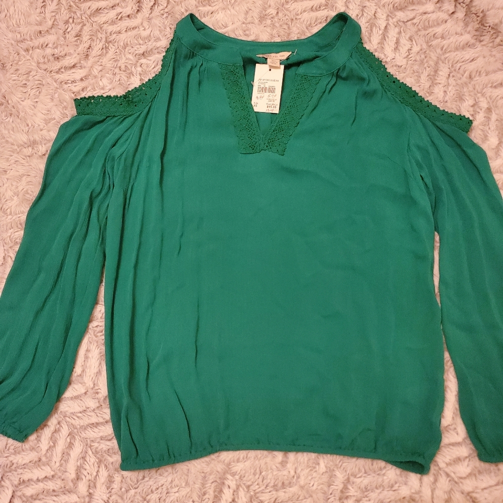Cato Green Cold Shoulder Top
